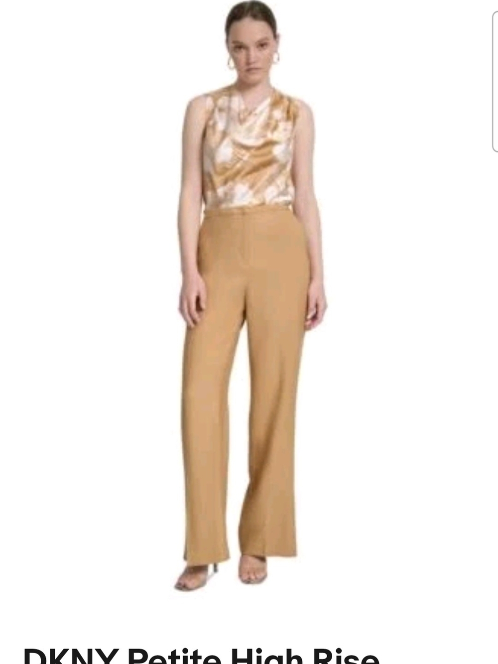 DKNY Wide-Leg Dress Pants in Camel Tan